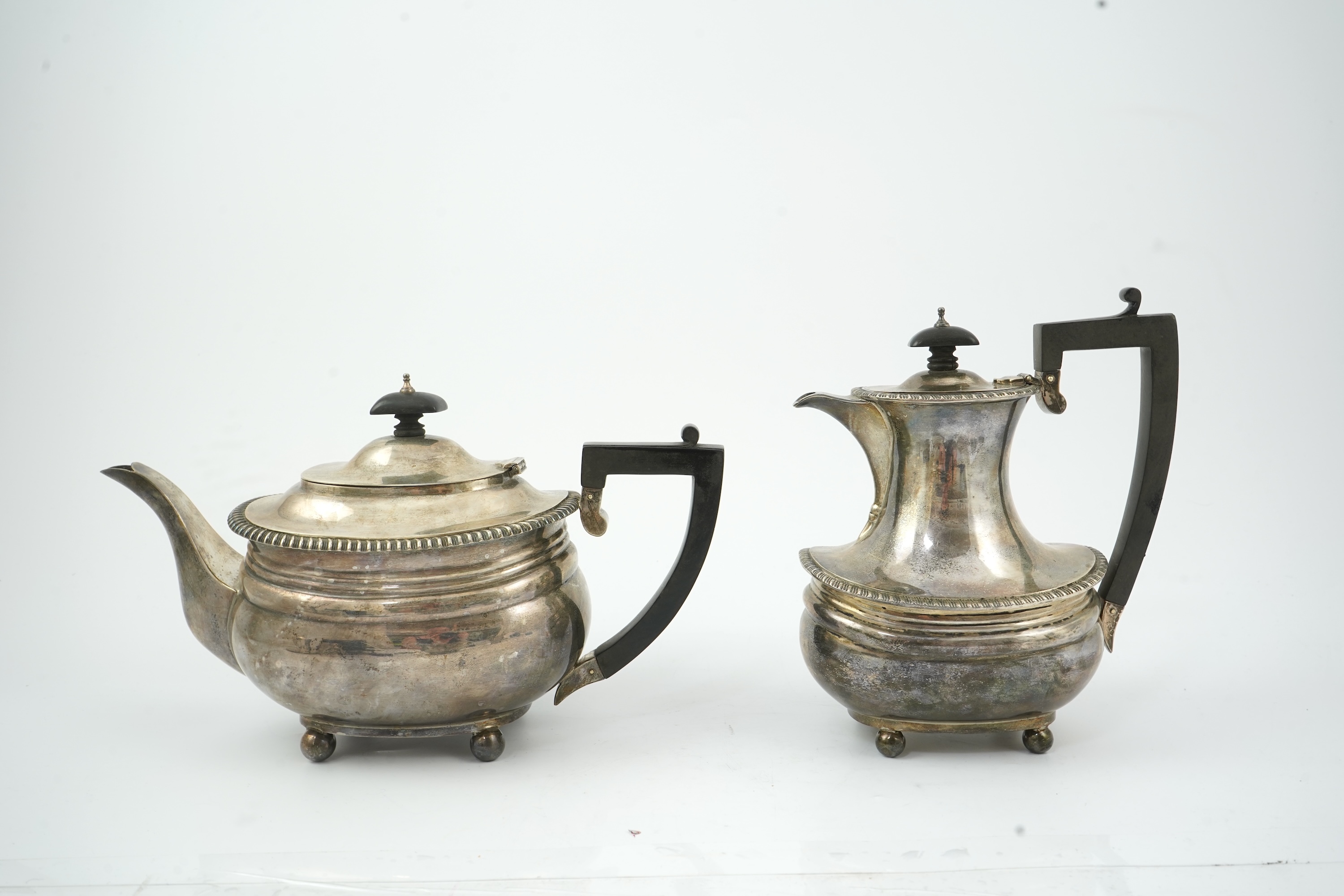 A George V silver four piece tea set, by The Goldsmiths & Silversmiths Co Ltd
